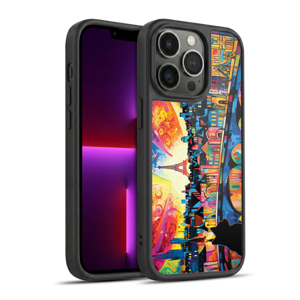 Michael David Ward Psychedelic Art Midnight Cat In Paris Gel Armour Case For Apple iPhone 13 Pro
