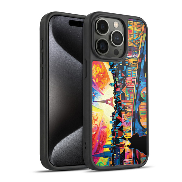 Michael David Ward Psychedelic Art Midnight Cat In Paris Gel Armour Case For Apple iPhone 15 Pro