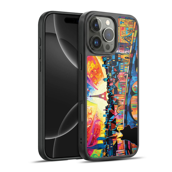 Michael David Ward Psychedelic Art Midnight Cat In Paris Gel Armour Case For Apple iPhone 16 Pro Max