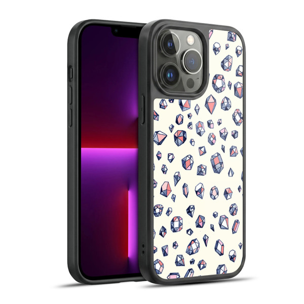 Micklyn Le Feuvre Patterns Navy and Coral Crystals Gel Armour Case For Apple iPhone 13 Pro Max