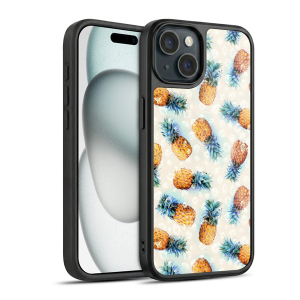 Micklyn Le Feuvre Patterns Pineapples and Crystals Gel Armour Case For Apple iPhone 15
