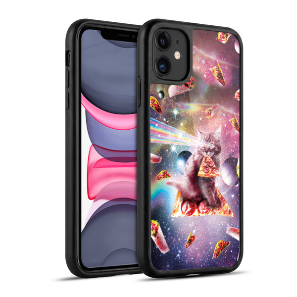 Random Galaxy Space Pizza Ride Outer Space Lazer Cat Gel Armour Case For Apple iPhone 11