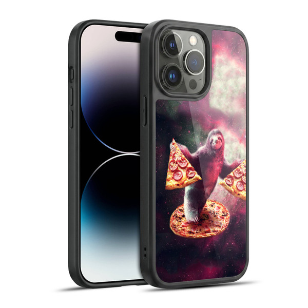 Random Galaxy Space Pizza Ride Galaxy Sloth Gel Armour Case For Apple iPhone 14 Pro Max