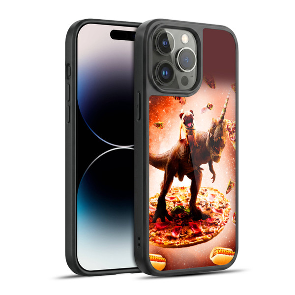 Random Galaxy Space Pizza Ride Pug & Dinosaur Unicorn Gel Armour Case For Apple iPhone 14 Pro Max