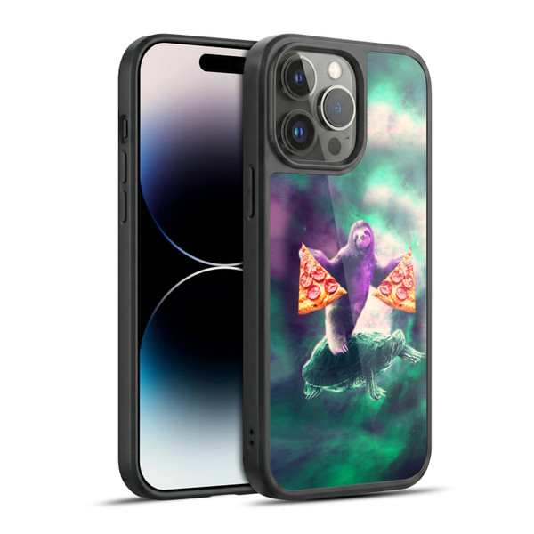 Random Galaxy Space Pizza Ride Sloth Riding Turtle Gel Armour Case For Apple iPhone 14 Pro Max