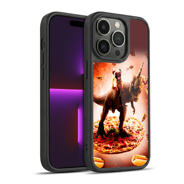 Random Galaxy Space Pizza Ride Pug & Dinosaur Unicorn Gel Armour Case For Apple iPhone 14 Pro