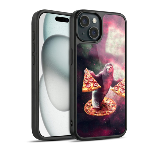 Random Galaxy Space Pizza Ride Galaxy Sloth Gel Armour Case For Apple iPhone 15