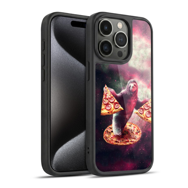 Random Galaxy Space Pizza Ride Galaxy Sloth Gel Armour Case For Apple iPhone 15 Pro