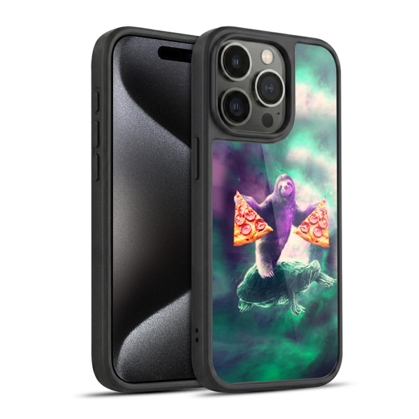 Random Galaxy Space Pizza Ride Sloth Riding Turtle Gel Armour Case For Apple iPhone 15 Pro
