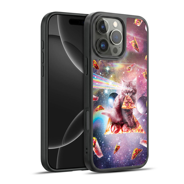 Random Galaxy Space Pizza Ride Outer Space Lazer Cat Gel Armour Case For Apple iPhone 16 Pro Max