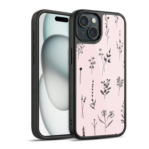 Anis Illustration Wildflowers Light Pink Gel Armour Case For Apple iPhone 15