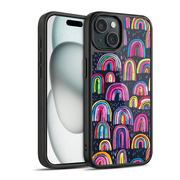 Ninola Summer Patterns Rainbows Navy Gel Armour Case For Apple iPhone 15
