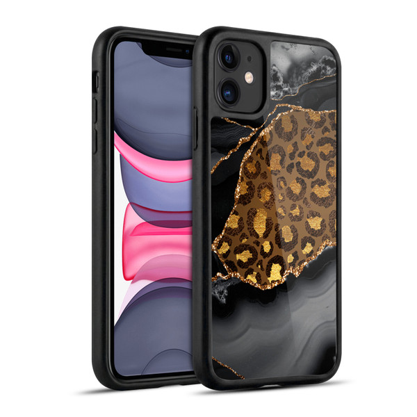 UtArt Wild Cat Marble Dark Gilded Leopard Gel Armour Case For Apple iPhone 11