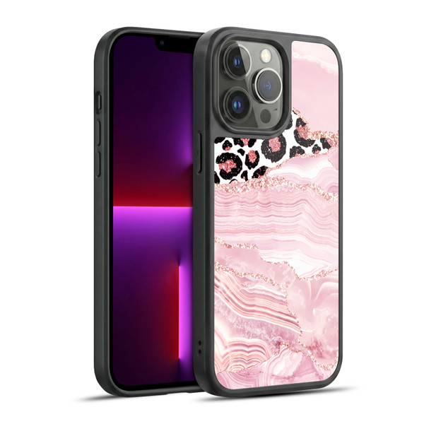 UtArt Wild Cat Marble Pink Glitter Gel Armour Case For Apple iPhone 13 Pro Max