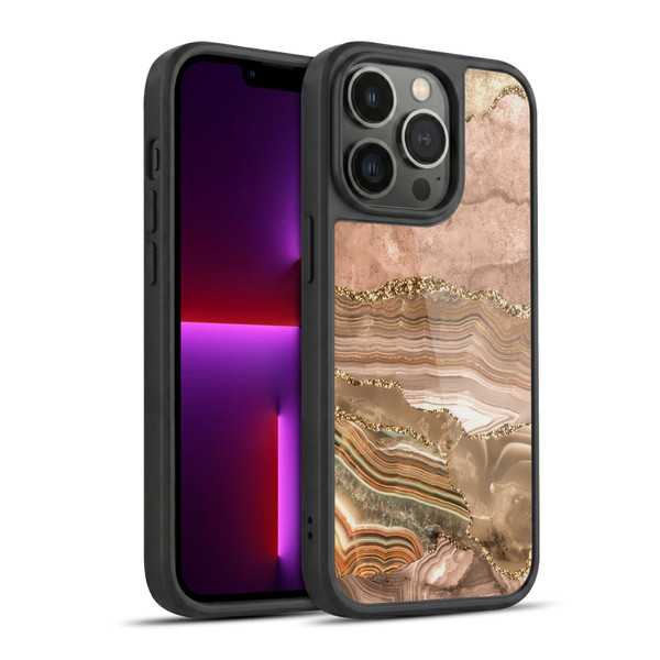 UtArt Wild Cat Marble Beige Gold Gel Armour Case For Apple iPhone 13 Pro