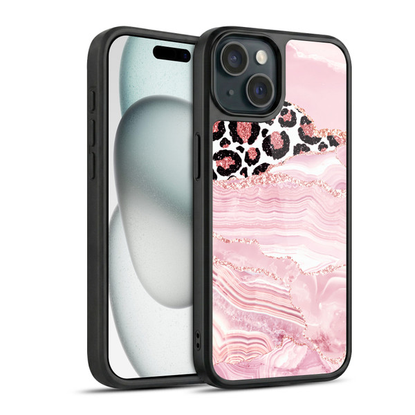 UtArt Wild Cat Marble Pink Glitter Gel Armour Case For Apple iPhone 15