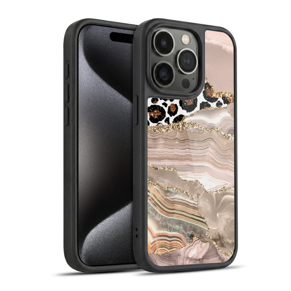 UtArt Wild Cat Marble Cheetah Waves Gel Armour Case For Apple iPhone 15 Pro
