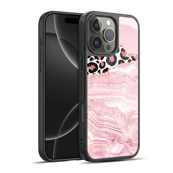 UtArt Wild Cat Marble Pink Glitter Gel Armour Case For Apple iPhone 16 Pro Max