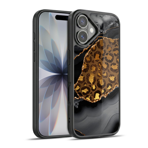 UtArt Wild Cat Marble Dark Gilded Leopard Gel Armour Case For Apple iPhone 17