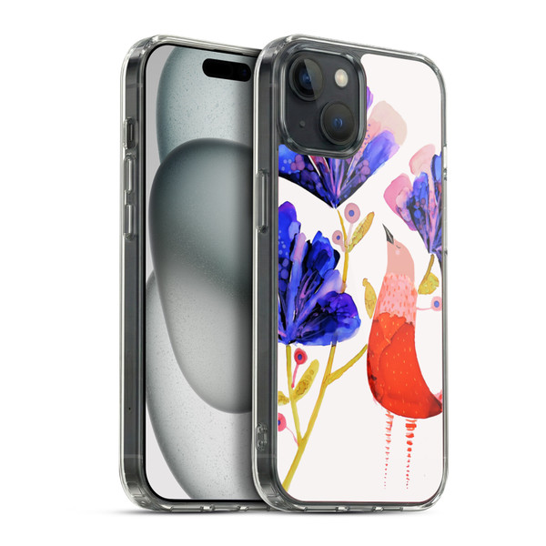 Sylvie Demers Birds 3 Red Soft Gel Case for Apple iPhone 15 Plus & MagSafe