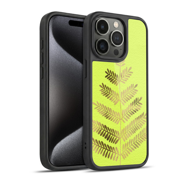 Cat Coquillette Nature Leaflets Yellow Gel Armour Case For Apple iPhone 15 Pro