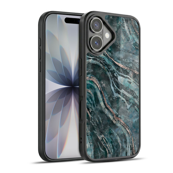 LebensArt Gemstone Marble Dark Teal Glamour Gel Armour Case For Apple iPhone 17