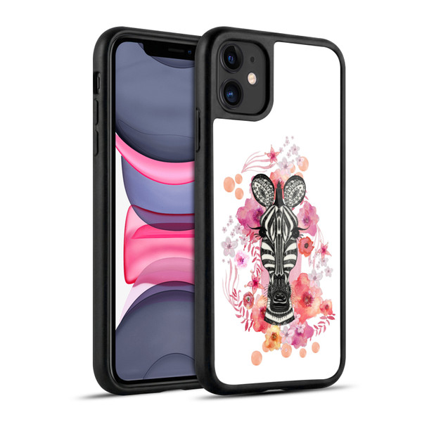 Monika Strigel Animals And Flowers Zebra Gel Armour Case For Apple iPhone 11
