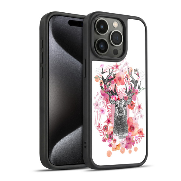 Monika Strigel Animals And Flowers Stag Aztec Gel Armour Case For Apple iPhone 15 Pro