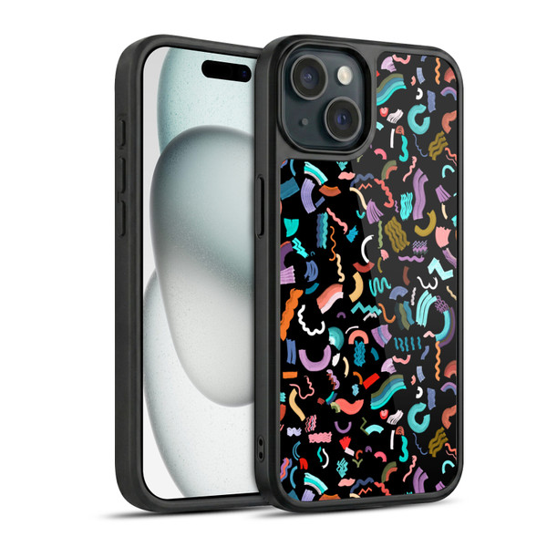 Ninola Patterns Cute Curly Shapes Black Gel Armour Case For Apple iPhone 15
