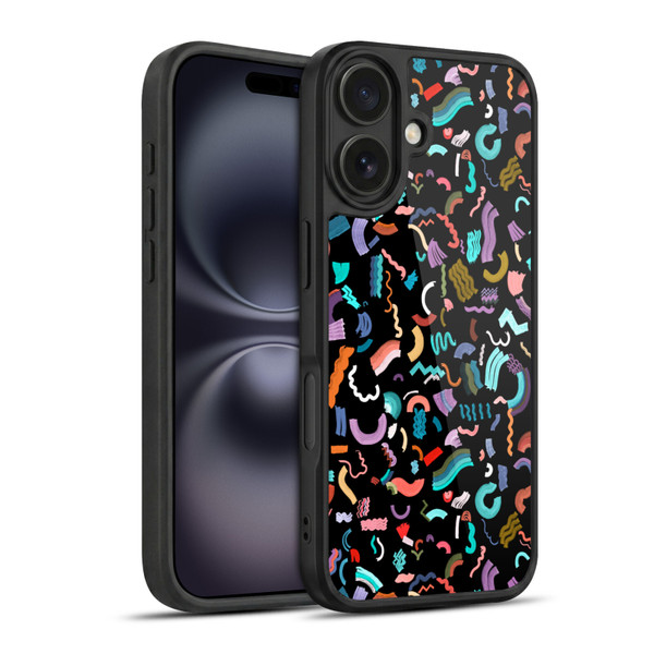 Ninola Patterns Cute Curly Shapes Black Gel Armour Case For Apple iPhone 16