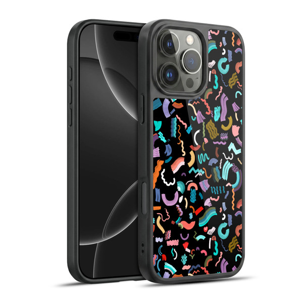 Ninola Patterns Cute Curly Shapes Black Gel Armour Case For Apple iPhone 16 Pro Max