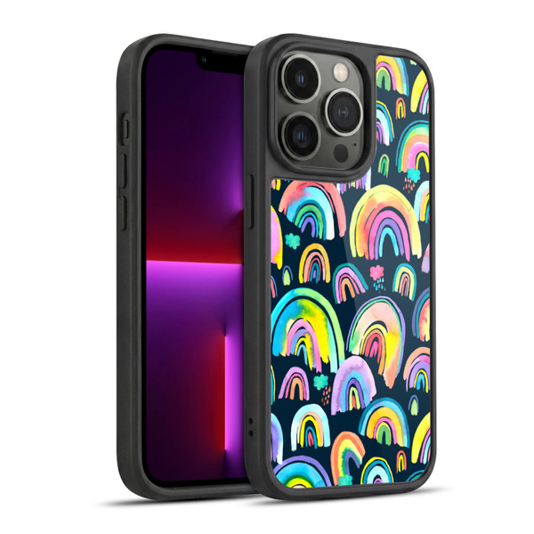 Ninola Patterns 4 New Rainbows Navy Multi Gel Armour Case For Apple iPhone 13 Pro