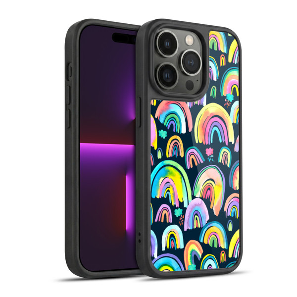 Ninola Patterns 4 New Rainbows Navy Multi Gel Armour Case For Apple iPhone 14 Pro