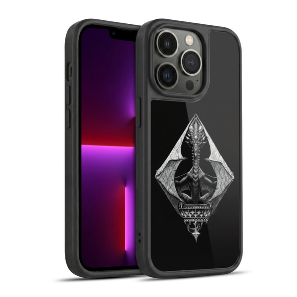 Stanley Morrison Black And White Gothic Diamond Dragon Gel Armour Case For Apple iPhone 13 Pro