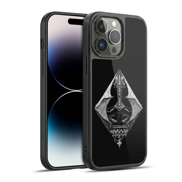 Stanley Morrison Black And White Gothic Diamond Dragon Gel Armour Case For Apple iPhone 14 Pro Max