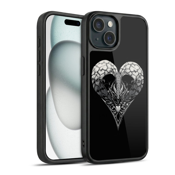 Stanley Morrison Black And White Gothic Dragon Heart Gel Armour Case For Apple iPhone 15