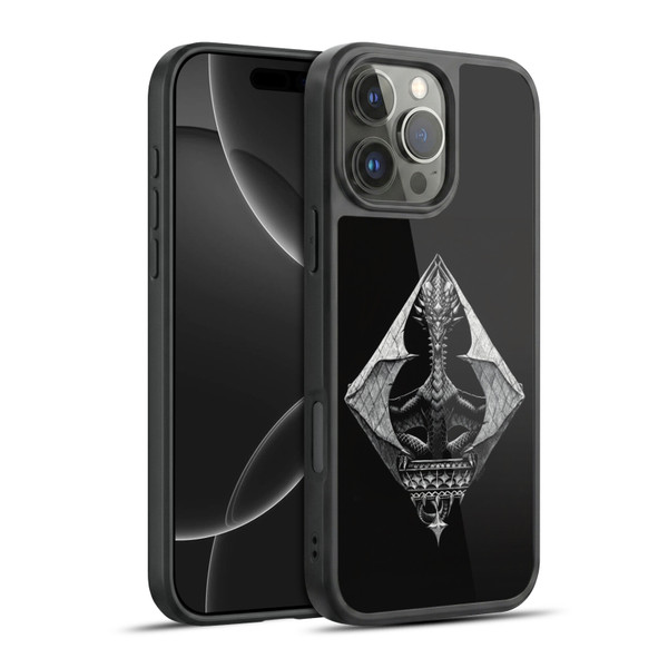 Stanley Morrison Black And White Gothic Diamond Dragon Gel Armour Case For Apple iPhone 16 Pro Max