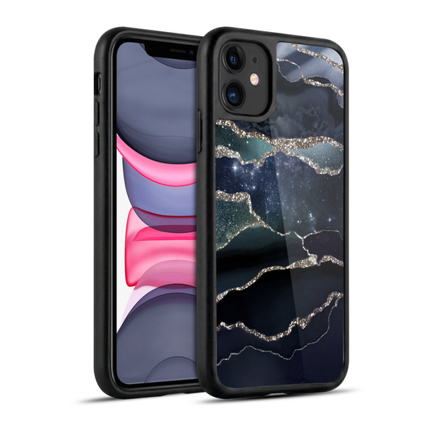 UtArt Dark Night Marble Silver Midnight Sky Gel Armour Case For Apple iPhone 11
