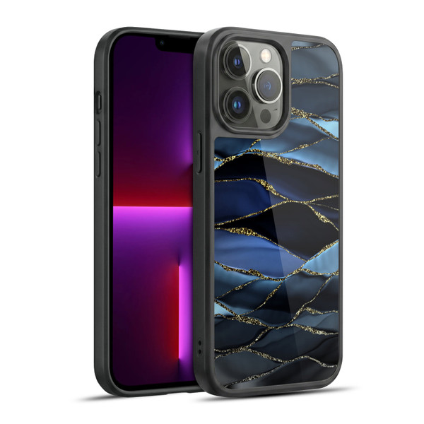 UtArt Dark Night Marble Deep Sparkle Waves Gel Armour Case For Apple iPhone 13 Pro Max