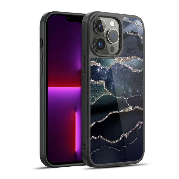 UtArt Dark Night Marble Silver Midnight Sky Gel Armour Case For Apple iPhone 13 Pro Max