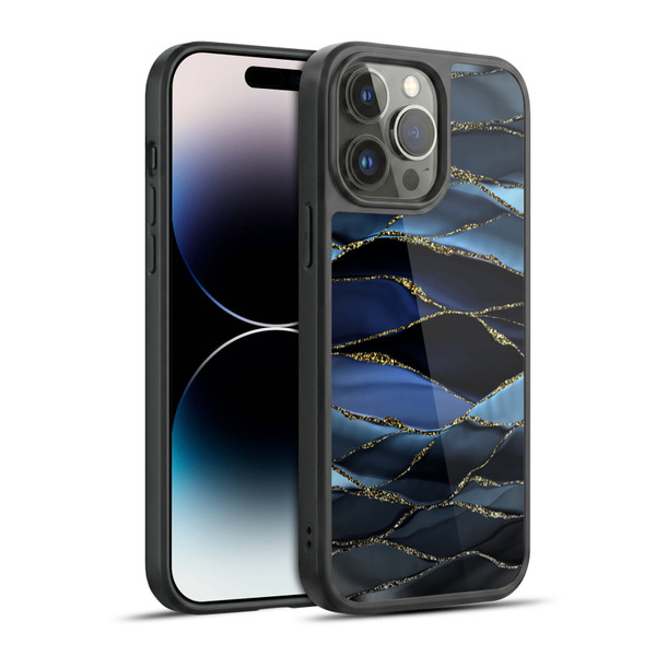 UtArt Dark Night Marble Deep Sparkle Waves Gel Armour Case For Apple iPhone 14 Pro Max