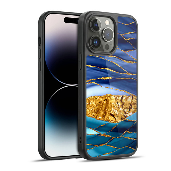 UtArt Dark Night Marble Golden Seas Gel Armour Case For Apple iPhone 14 Pro Max