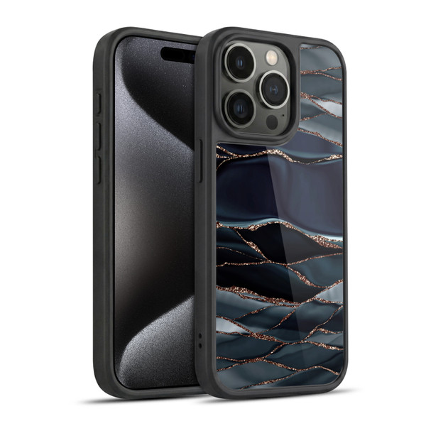 UtArt Dark Night Marble Waves Gel Armour Case For Apple iPhone 15 Pro