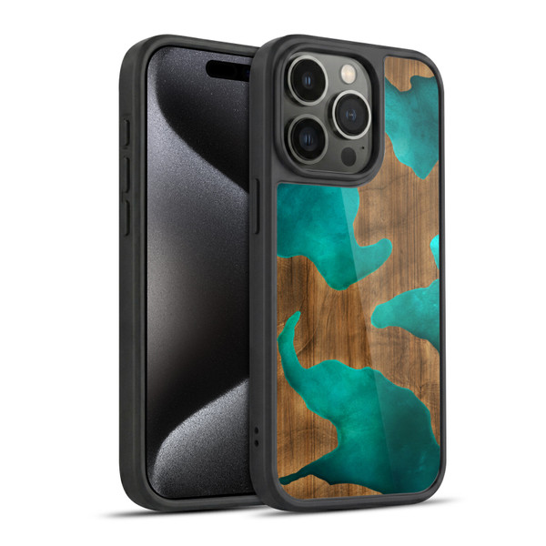 Alyn Spiller Wood & Resin Aqua Gel Armour Case For Apple iPhone 15 Pro