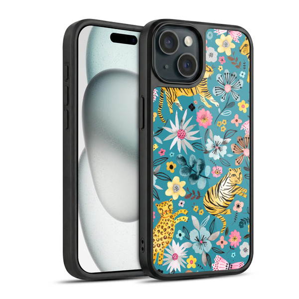 Ninola Botanical Patterns Tigers Flowers Gel Armour Case For Apple iPhone 15