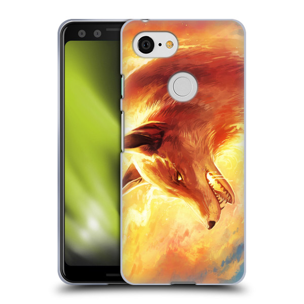 Jonas "JoJoesArt" Jödicke Wildlife Fire Fox Soft Gel Case for Google Pixel 3