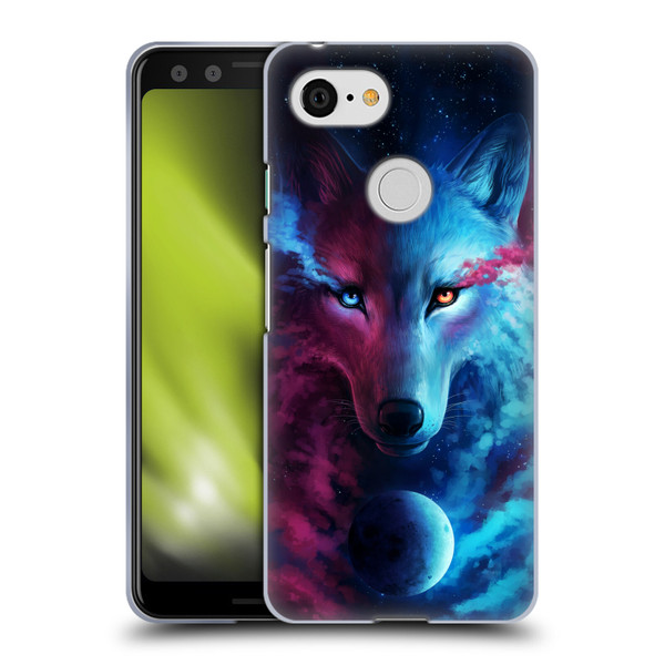 Jonas "JoJoesArt" Jödicke Wildlife Wolf Galaxy Soft Gel Case for Google Pixel 3