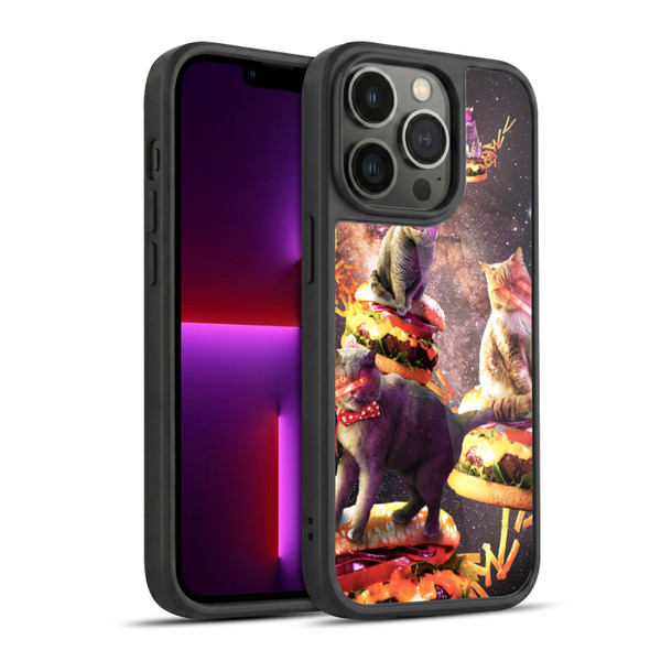 Random Galaxy Space Cat Burger & Fries Gel Armour Case For Apple iPhone 13 Pro