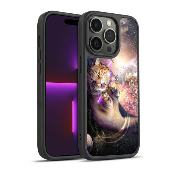 Random Galaxy Space Cat Reaching Big Pizza Gel Armour Case For Apple iPhone 14 Pro