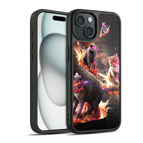 Random Galaxy Space Cat Fire Pizza Gel Armour Case For Apple iPhone 15